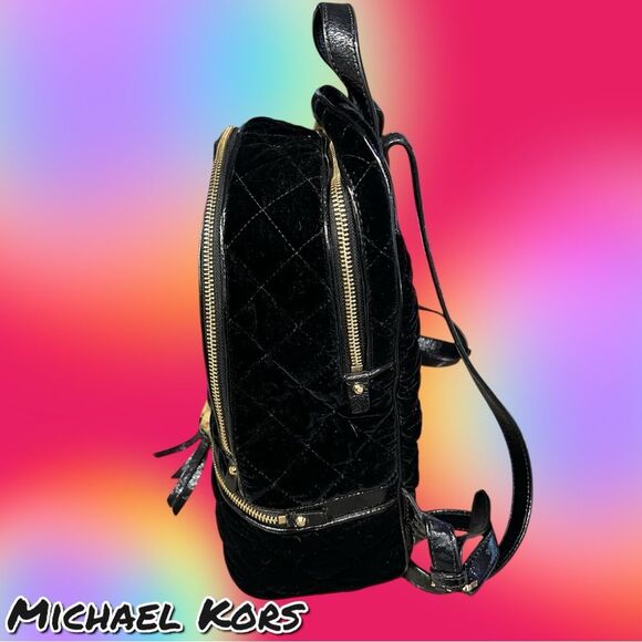 Preowned Michael Kors Black Quilted Velvet Backpack Bag – EUC - Picture 5 of 8